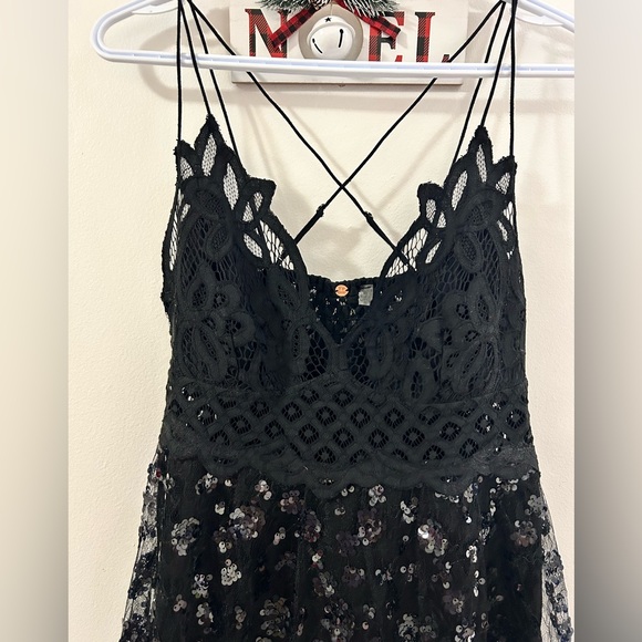 Free People Adella Sequin Slip sequin Dress Black. - Picture 9 of 12